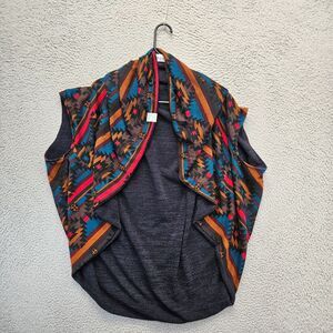 Bodhi‎ Swag Cardigan Sweater Womens One Size Multicolor Aztec Reversible